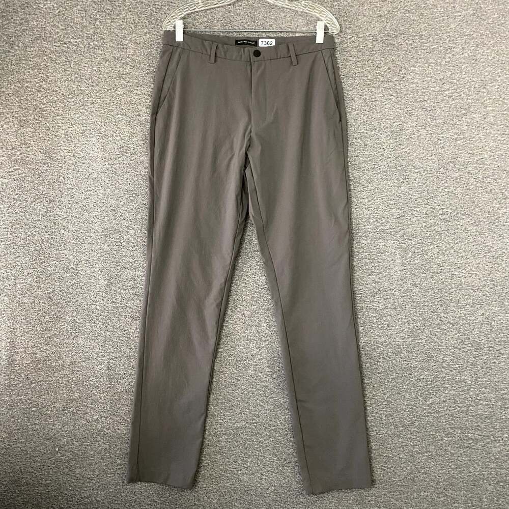 Saks On Fifth Avenue Men's Size 32 Gray Nylon Slim Straight Leg Khaki Pants